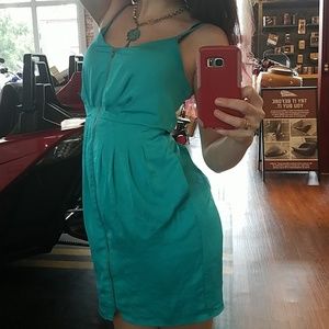 Gianni bini silky aqua zip up pencil skirt dress